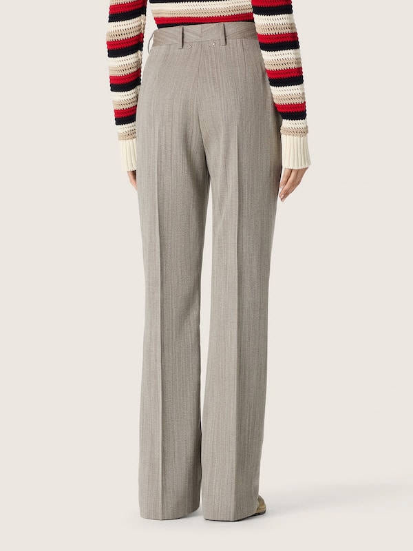 Golden Goose - Pantalon femme en laine m&eacute;lang&eacute;e grise &agrave; rayures in 