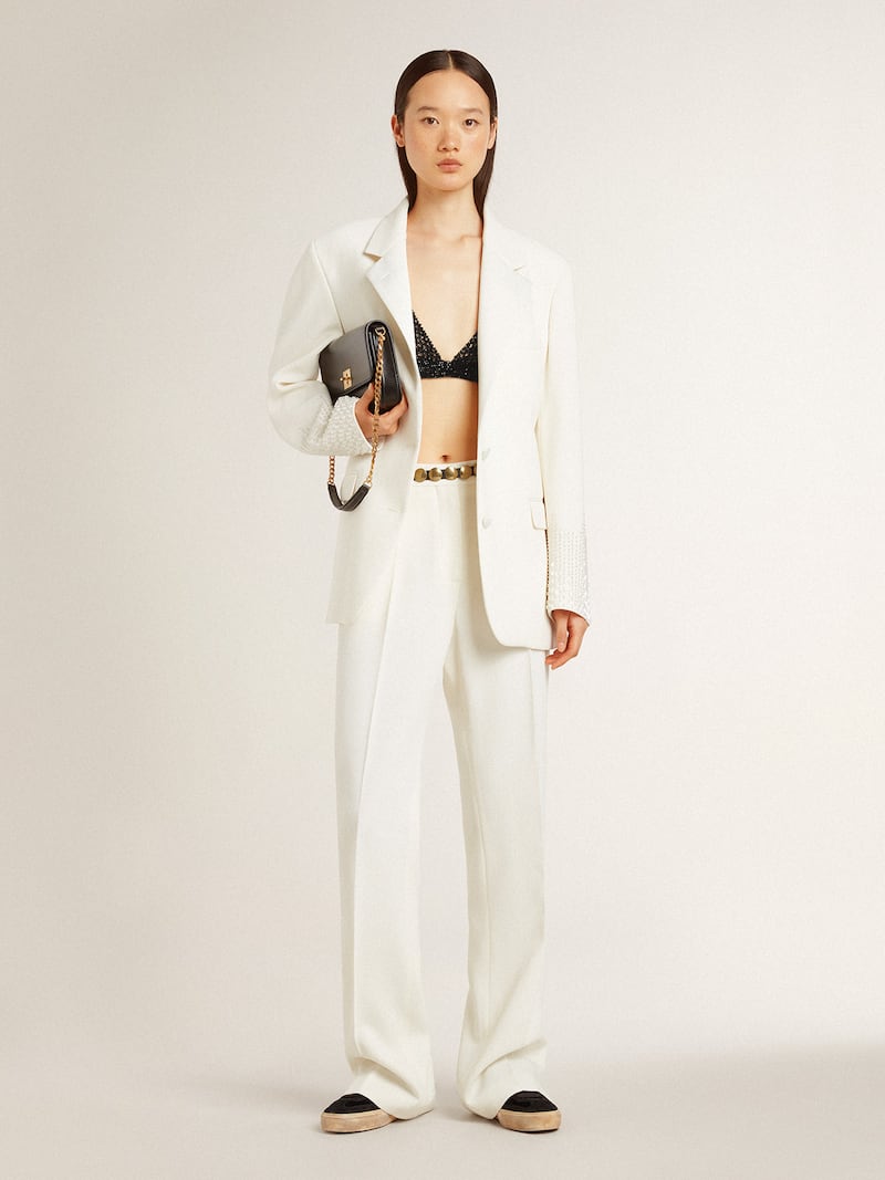 Golden Goose - Top da donna di colore nero in crochet con cristalli in 