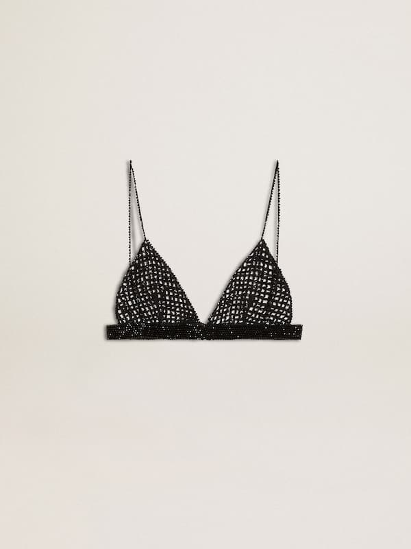 Golden Goose - Women's black crochet top with crystals in 
