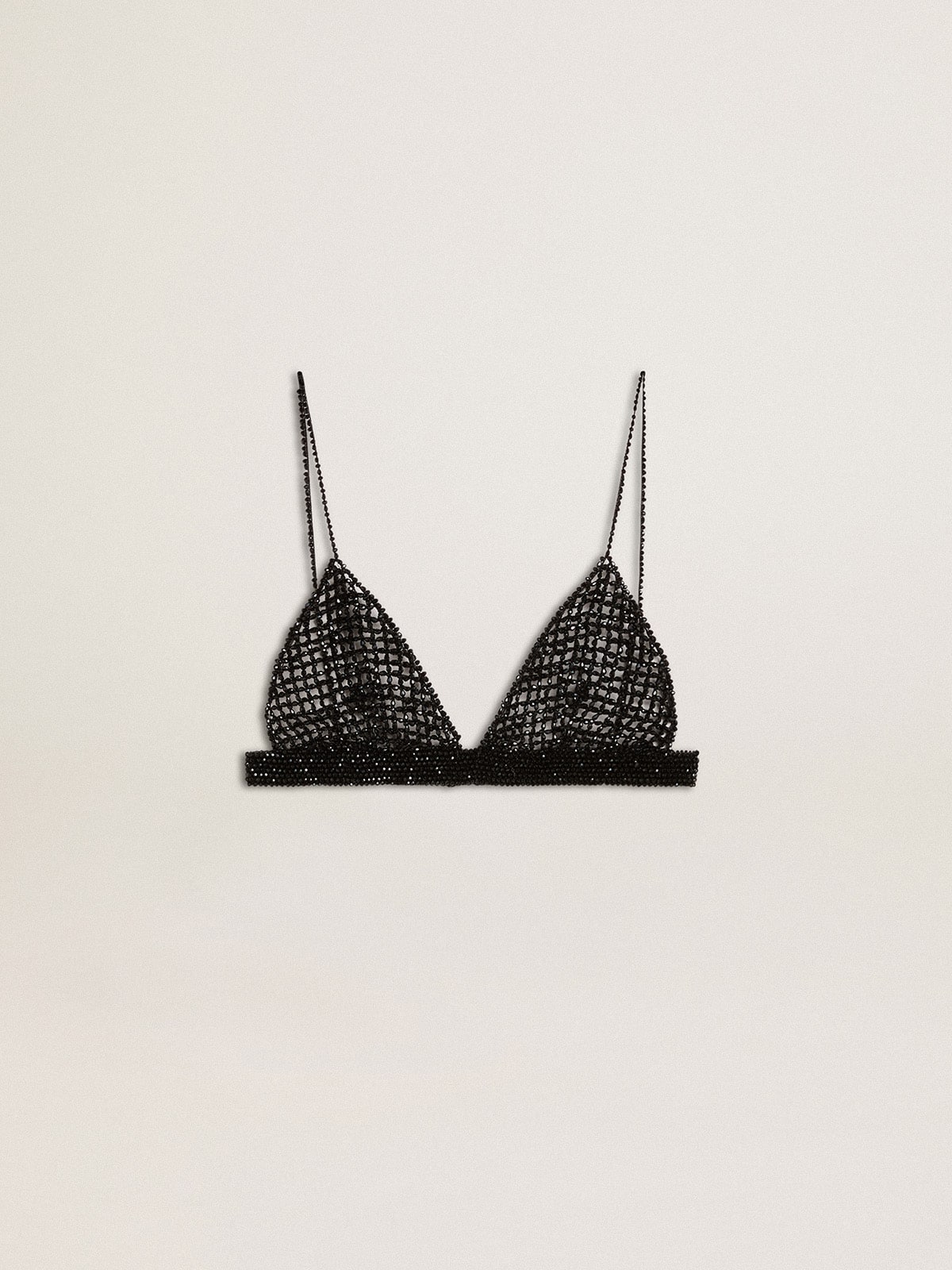 Golden Goose - Women's black crochet top with crystals in 