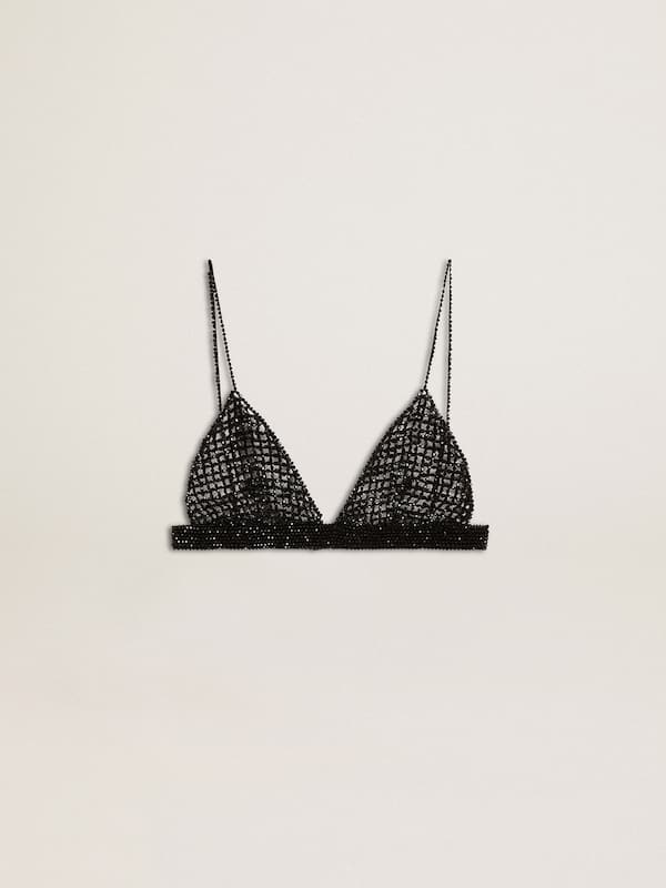 Golden Goose - Women's black crochet top with crystals in 