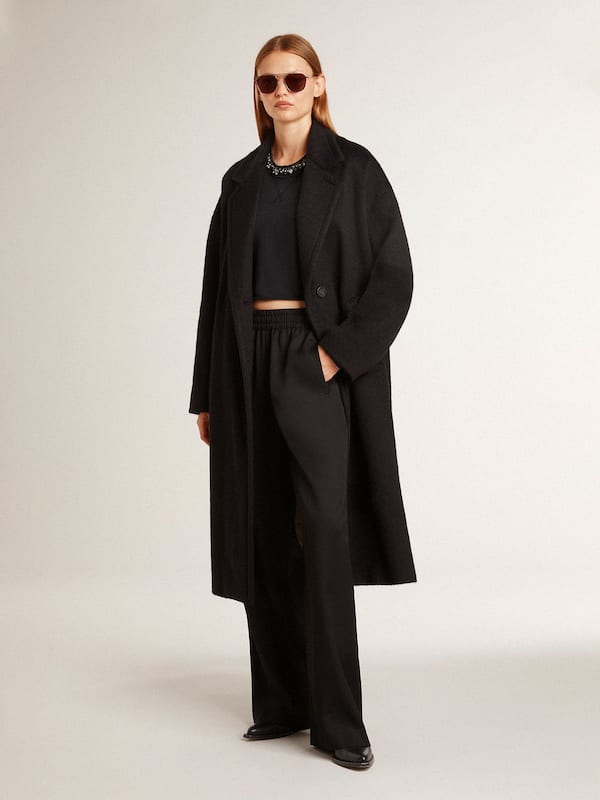 Golden Goose - Women's single-breasted black cocoon coat in 