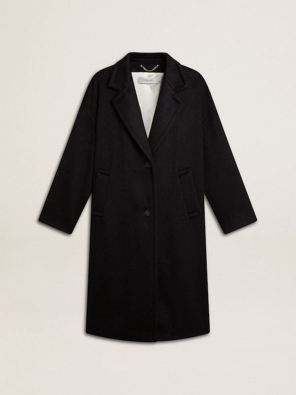 Golden Goose - Women's single-breasted black cocoon coat in 