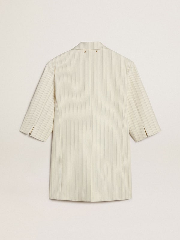 Golden Goose - Women's blazer in white and gray pinstripe wool blend with short sleeves in 