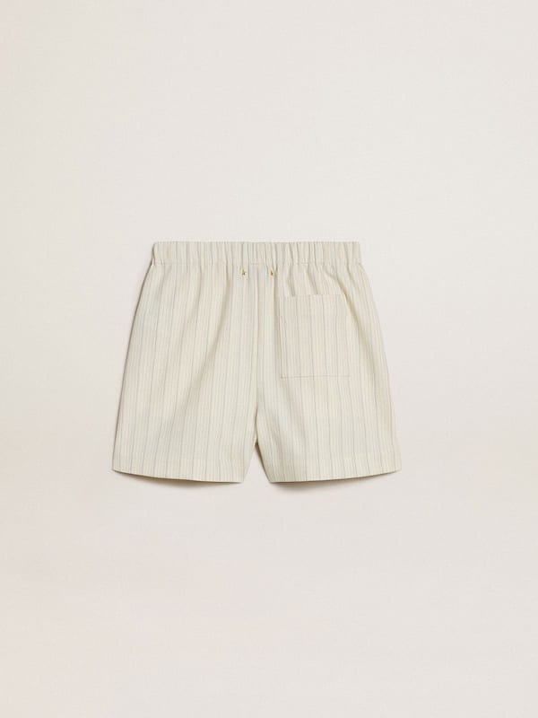 Golden Goose - Women's white and gray pinstripe wool blend shorts in 