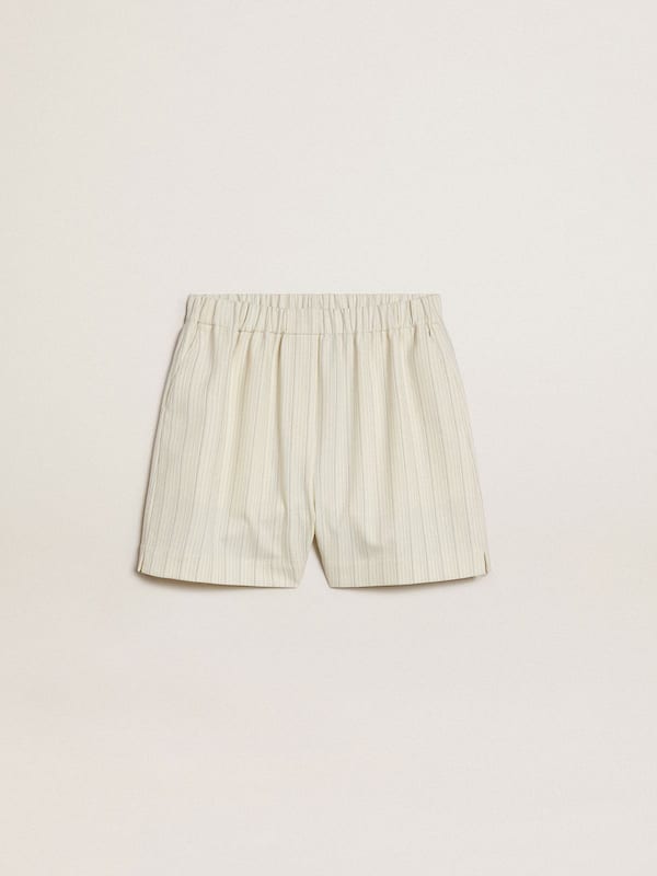 Golden Goose - Women's white and gray pinstripe wool blend shorts in 