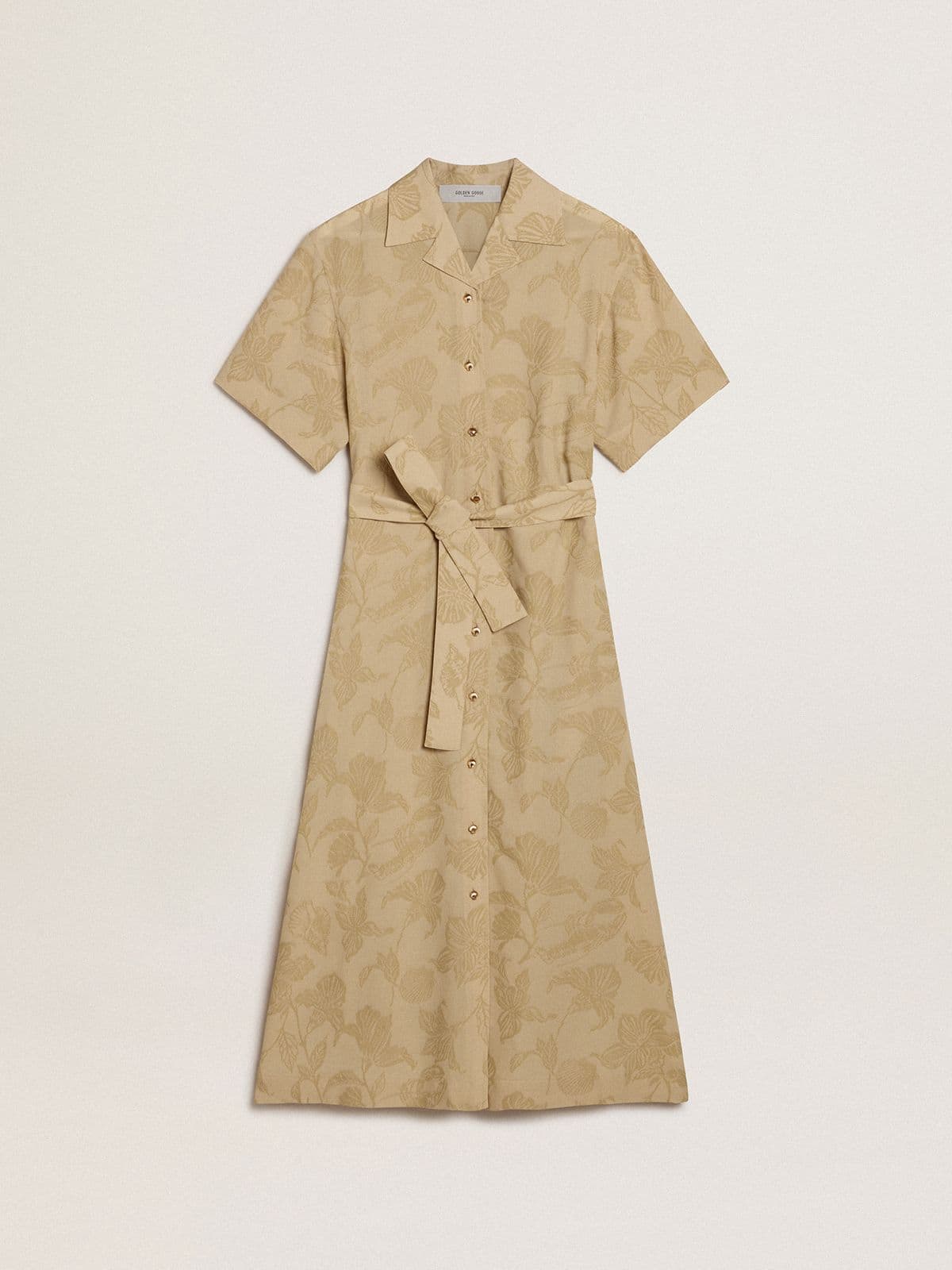 Golden Goose - シャツワンピース レディース ショートスリーブ ジャカード フローラル（ベージュ） in 