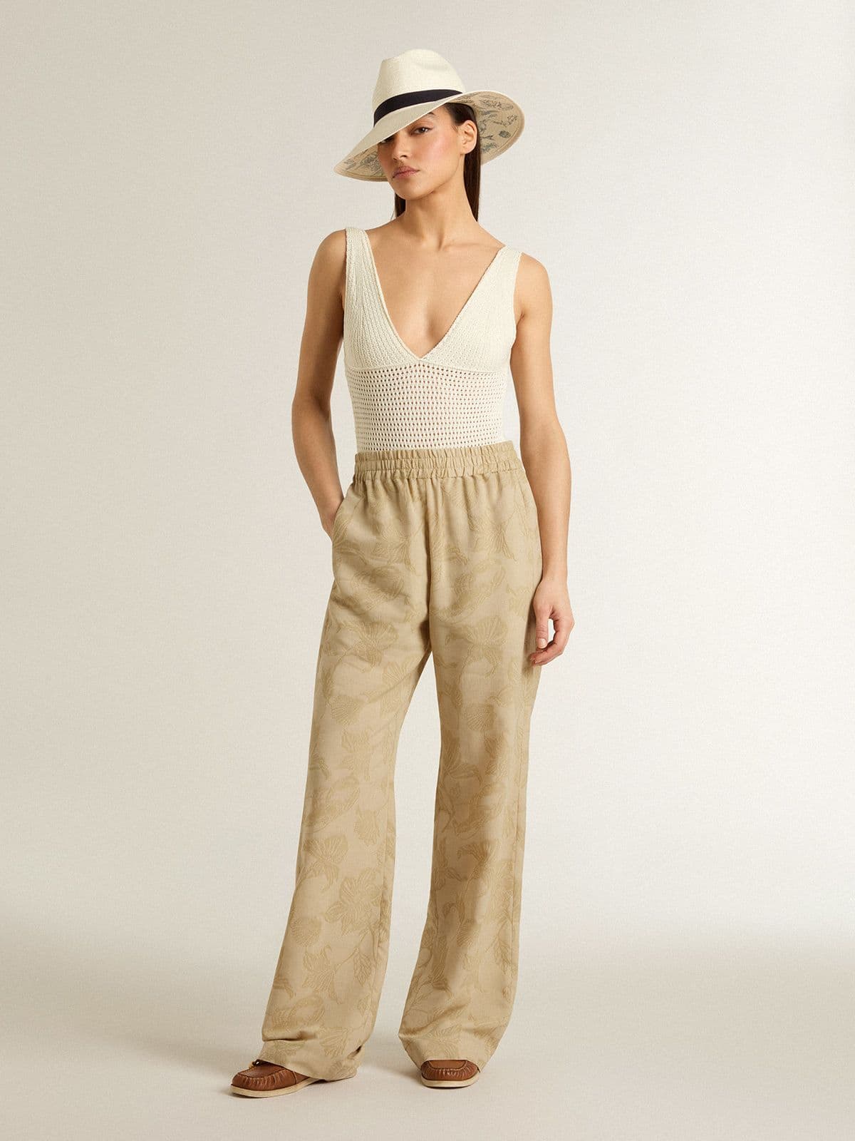Golden Goose - Women's crochet bodysuit in white cotton in 