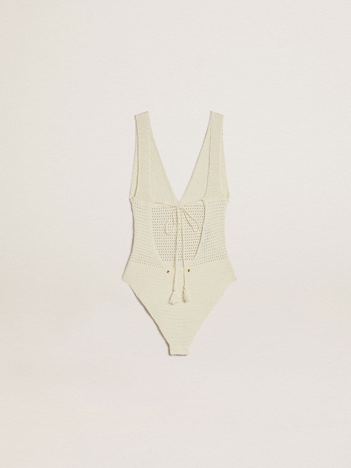 Golden Goose - Women's crochet bodysuit in white cotton in 