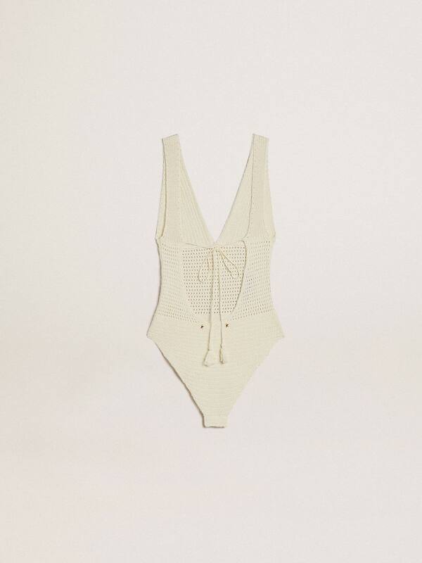 Golden Goose - Women's crochet bodysuit in white cotton in 