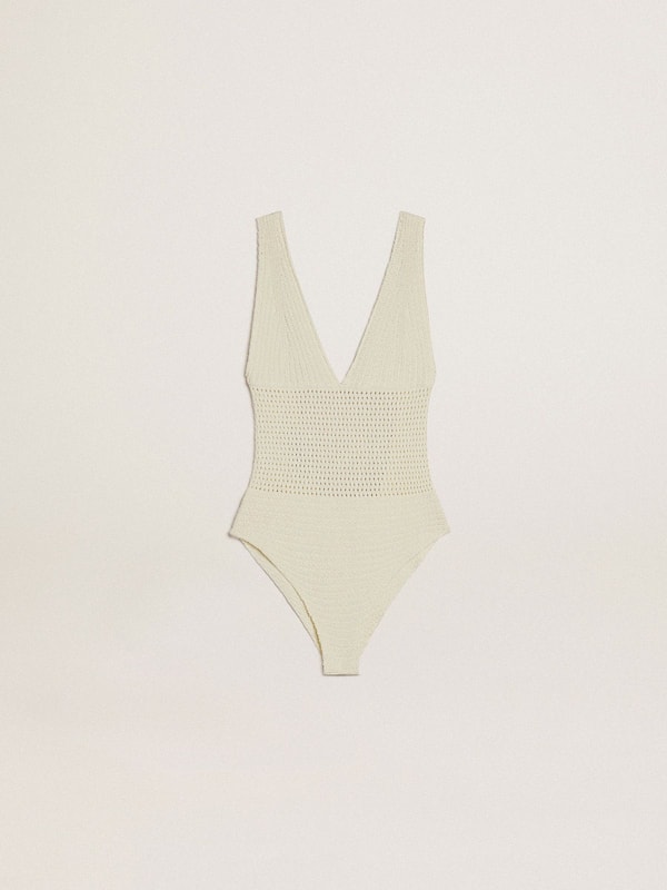 Golden Goose - Women's crochet bodysuit in white cotton in 