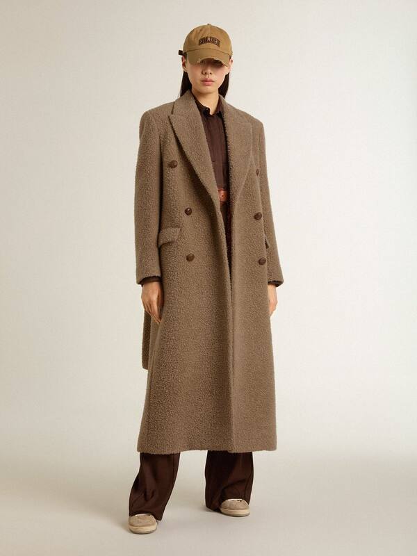 Golden Goose - Women's double-breasted coat in a beige wool blend in 