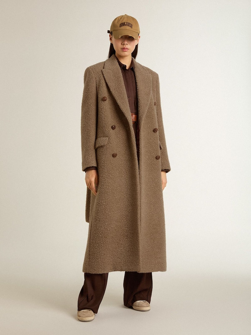 Golden Goose - Cappotto doppiopetto da donna misto lana beige in 