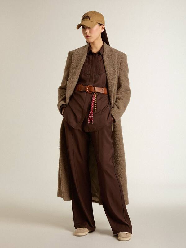 Golden Goose - Women's double-breasted coat in a beige wool blend in 