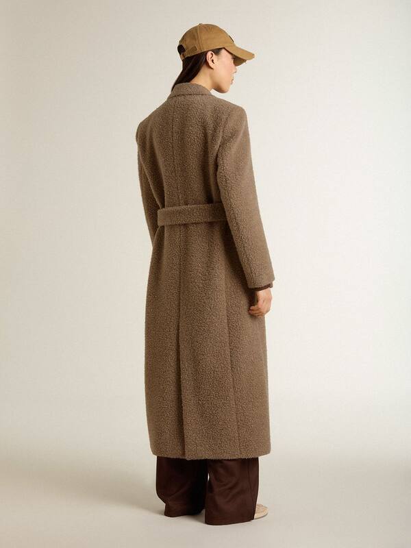 Golden Goose - Women's double-breasted coat in a beige wool blend in 