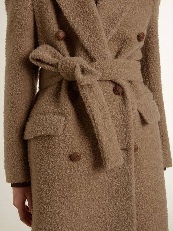 Golden Goose - Women's double-breasted coat in a beige wool blend in 