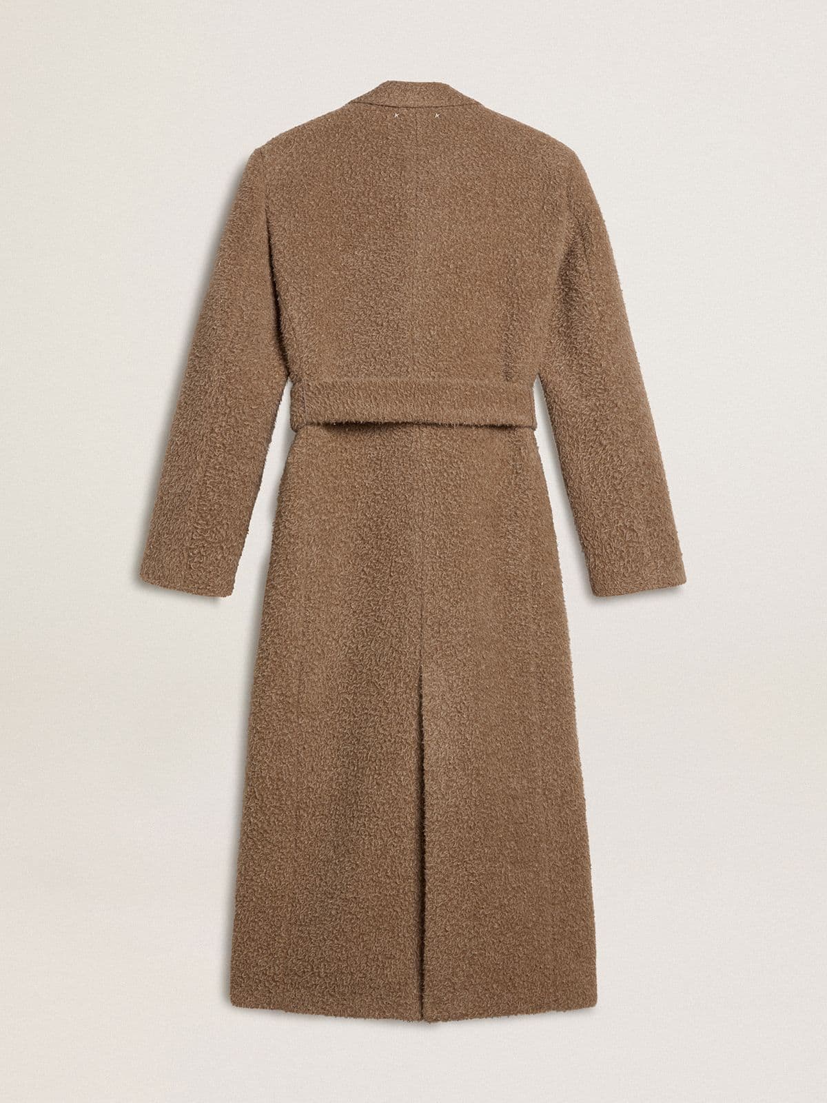 Women's double-breasted coat a beige wool blend