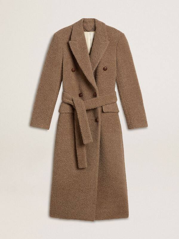 Golden Goose - Women's double-breasted coat in a beige wool blend in 