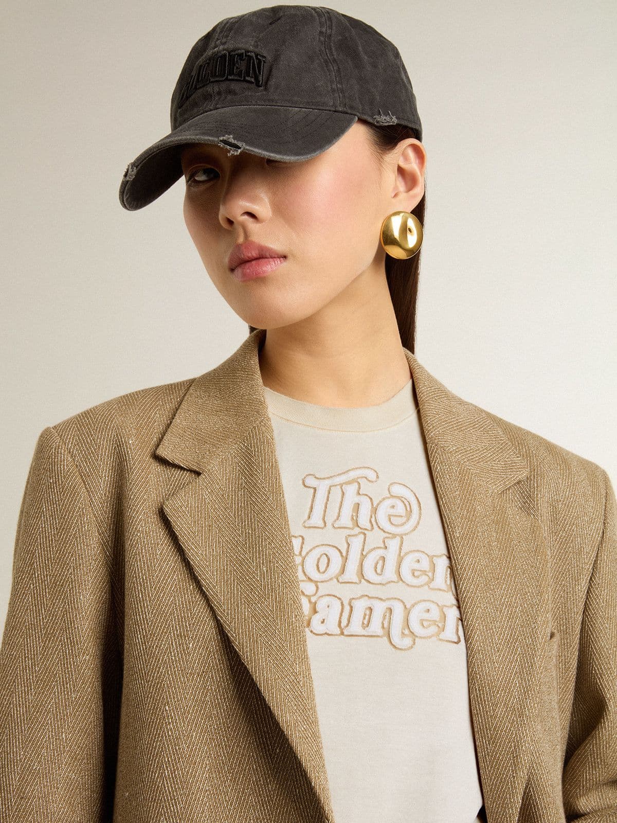 Golden Goose - T-shirt da donna bianca con scritta frontale in 