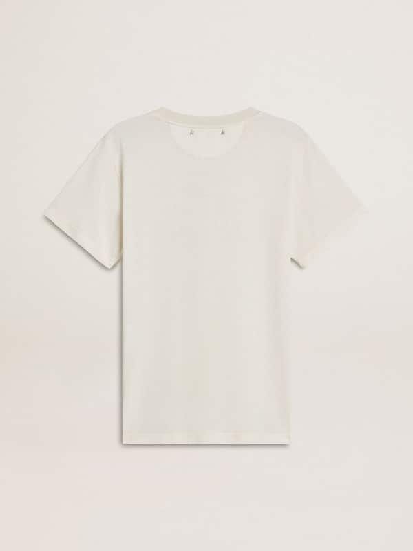 Golden Goose - Women's white T-shirt with print on the front in 