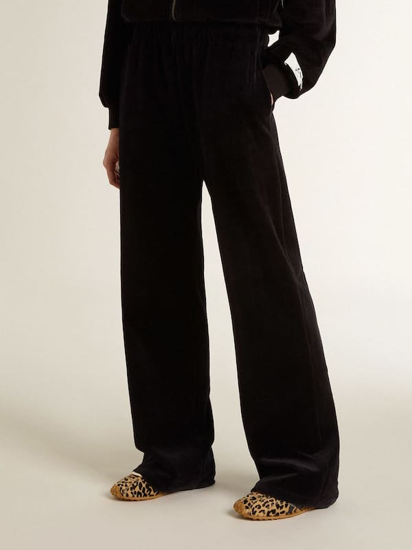 Women's joggers in velvet-effect cotton blend