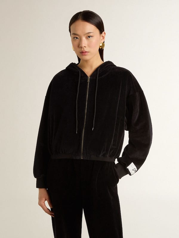 Golden Goose - Women's black cotton-blend hoodie with zip in 