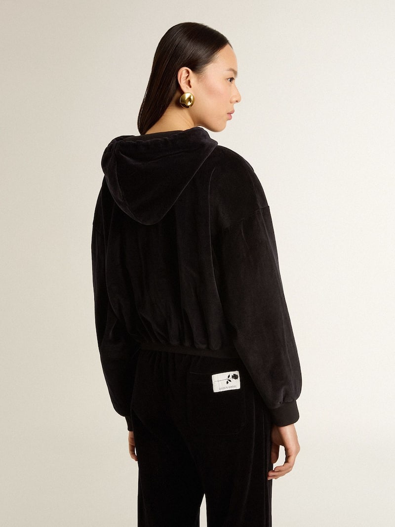 Golden Goose - Schwarze Damensweatjacke aus Baumwollmischung mit Rei&szlig;verschluss in 