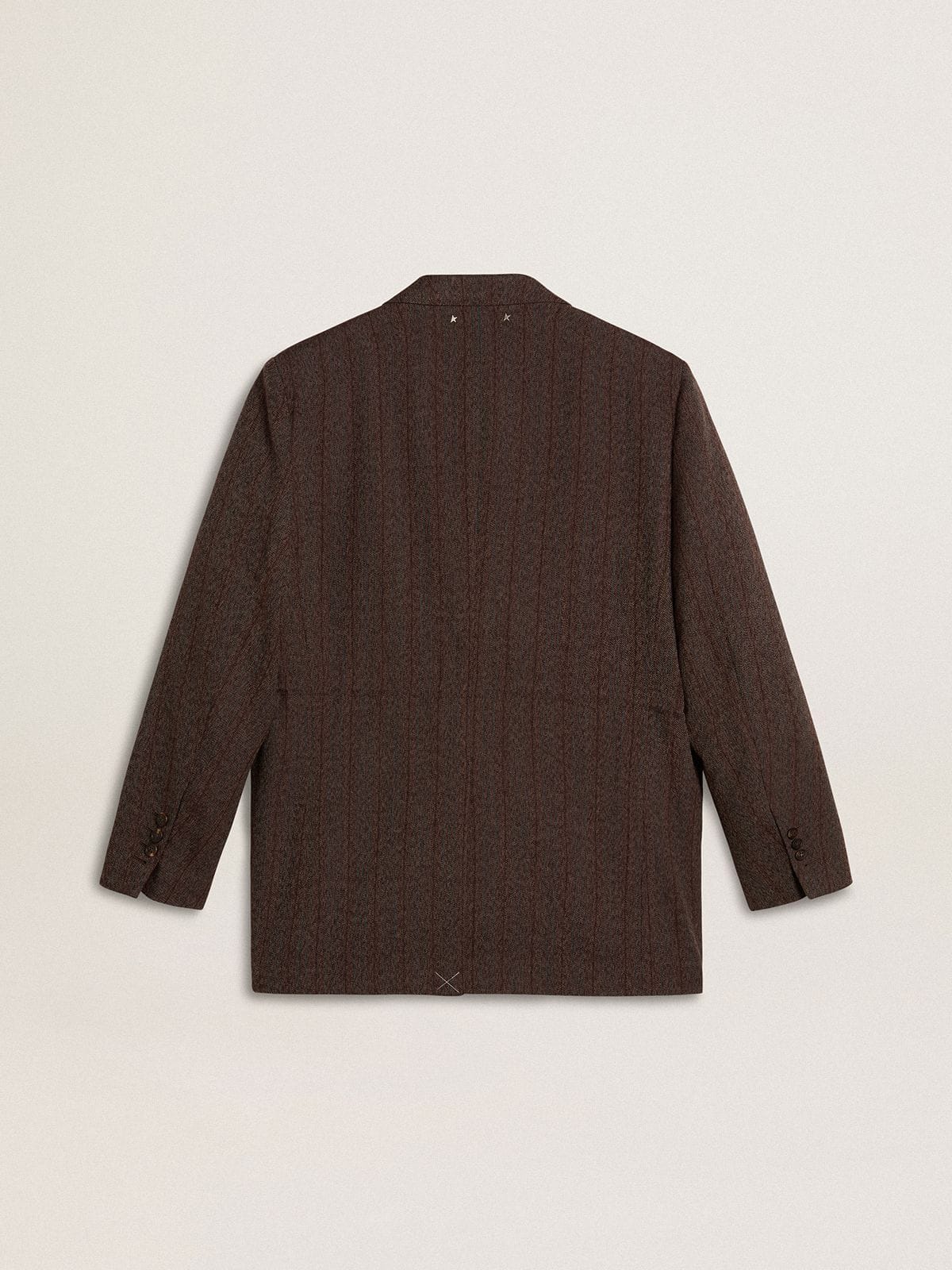 Women's double-breasted blazer dark brown wool with thin stripe pattern