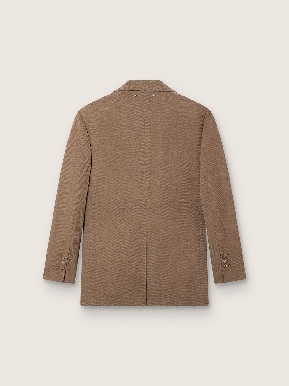 Blazer de abotoamento duplo Feminino de misto de l&atilde; chevron cor havana rosado