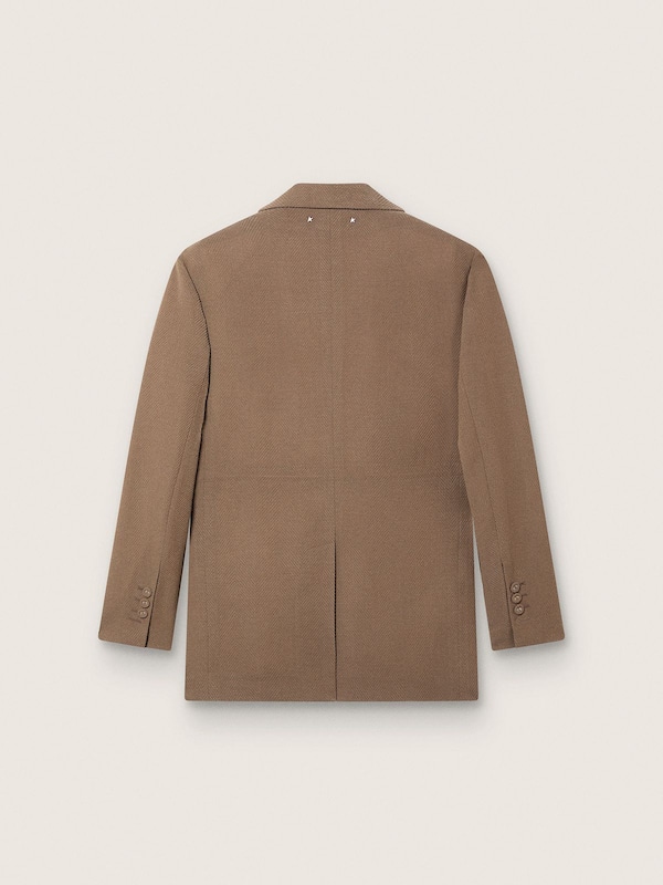 Golden Goose - Women's double-breasted blazer in dove-gray chevron wool blend in 