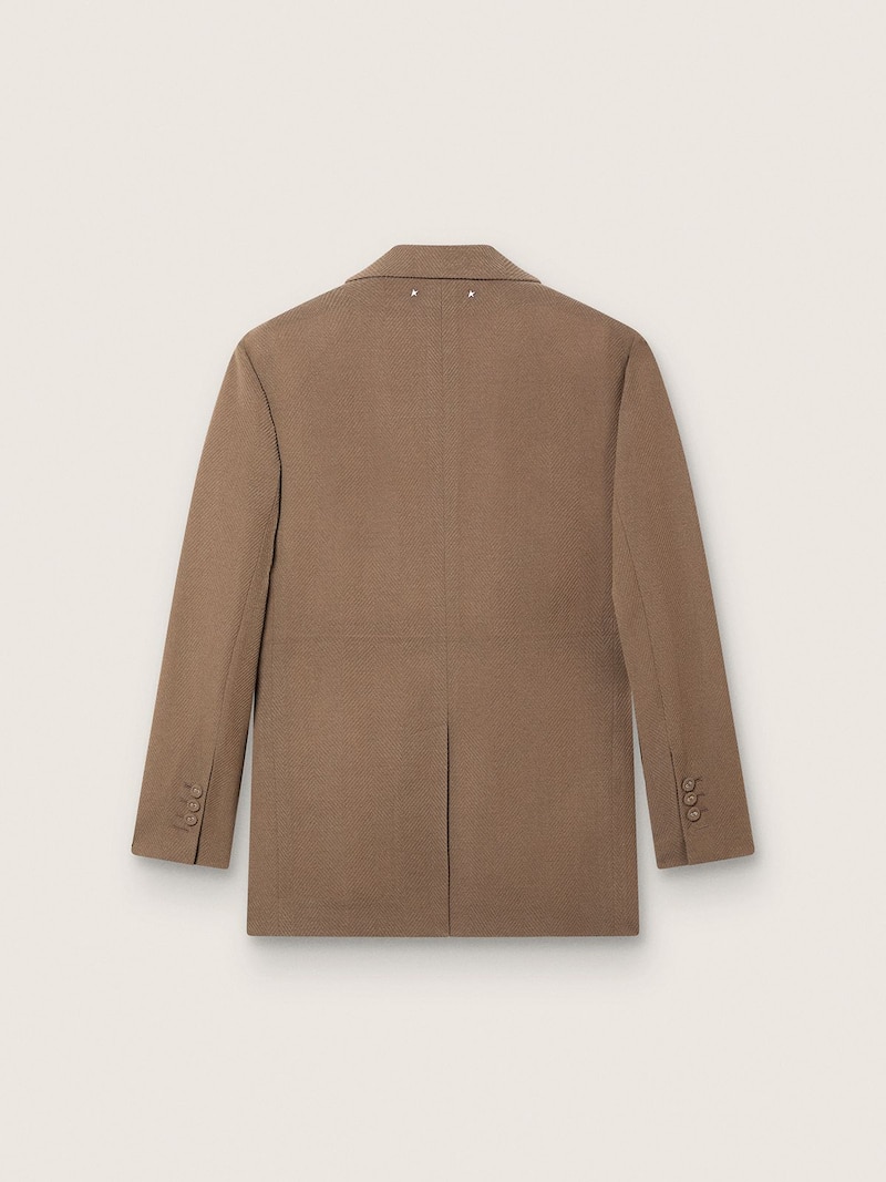 Golden Goose - Zweireihiger Damenblazer aus Chevron aus Wollmischung in Taubengrau in 