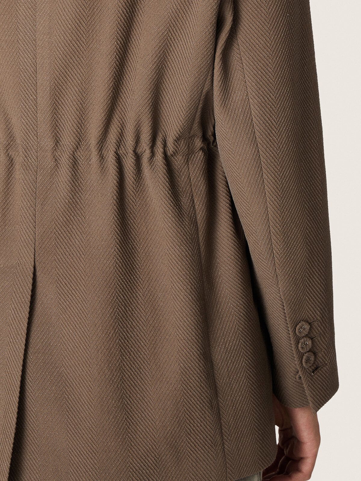 Golden Goose - Women's double-breasted blazer in dove-gray chevron wool blend in 