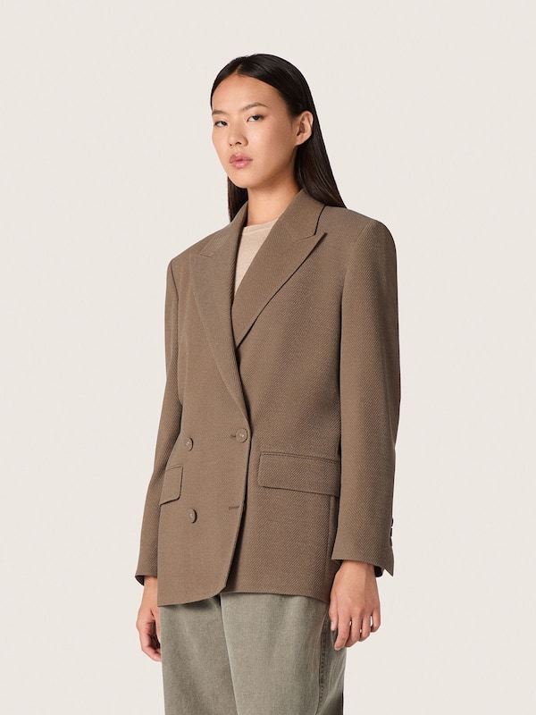 Golden Goose - Women's double-breasted blazer in dove-gray chevron wool blend in 