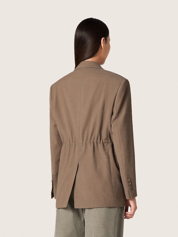 Golden Goose - Women's double-breasted blazer in dove-gray chevron wool blend in 