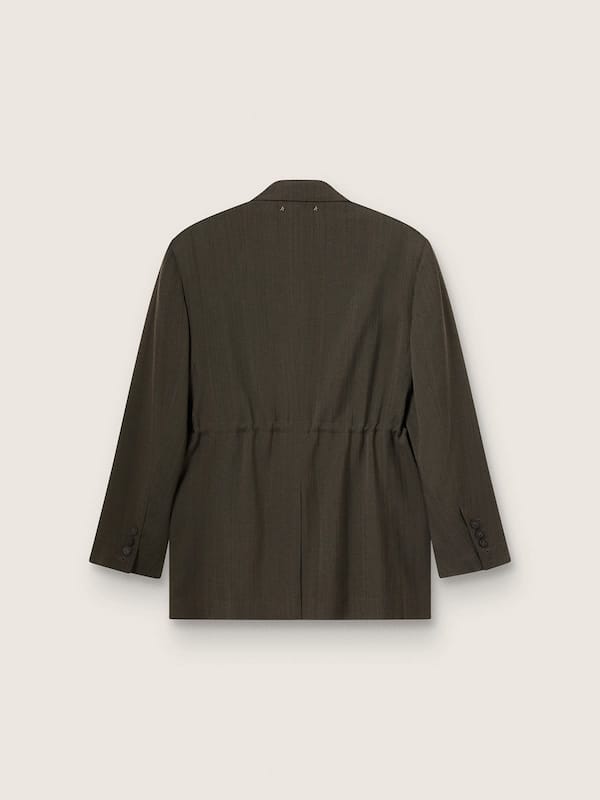 Golden Goose - Women's double-breasted blazer in green viscose and wool with drawstring in 