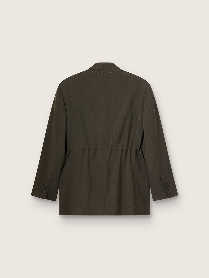 Golden Goose - Women's double-breasted blazer in green viscose and wool with drawstring in 