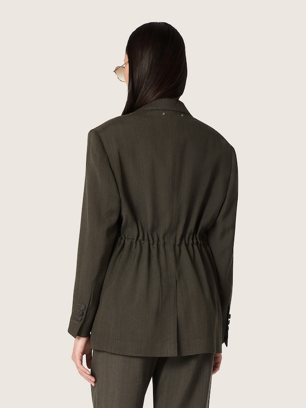 Golden Goose - Women's double-breasted blazer in green viscose and wool with drawstring in 