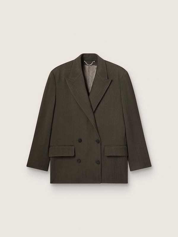 Golden Goose - Women's double-breasted blazer in green viscose and wool with drawstring in 