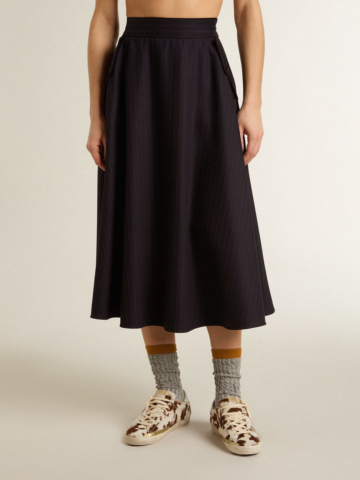 Golden Goose - Jupe pour femme en laine bleu nuit in 