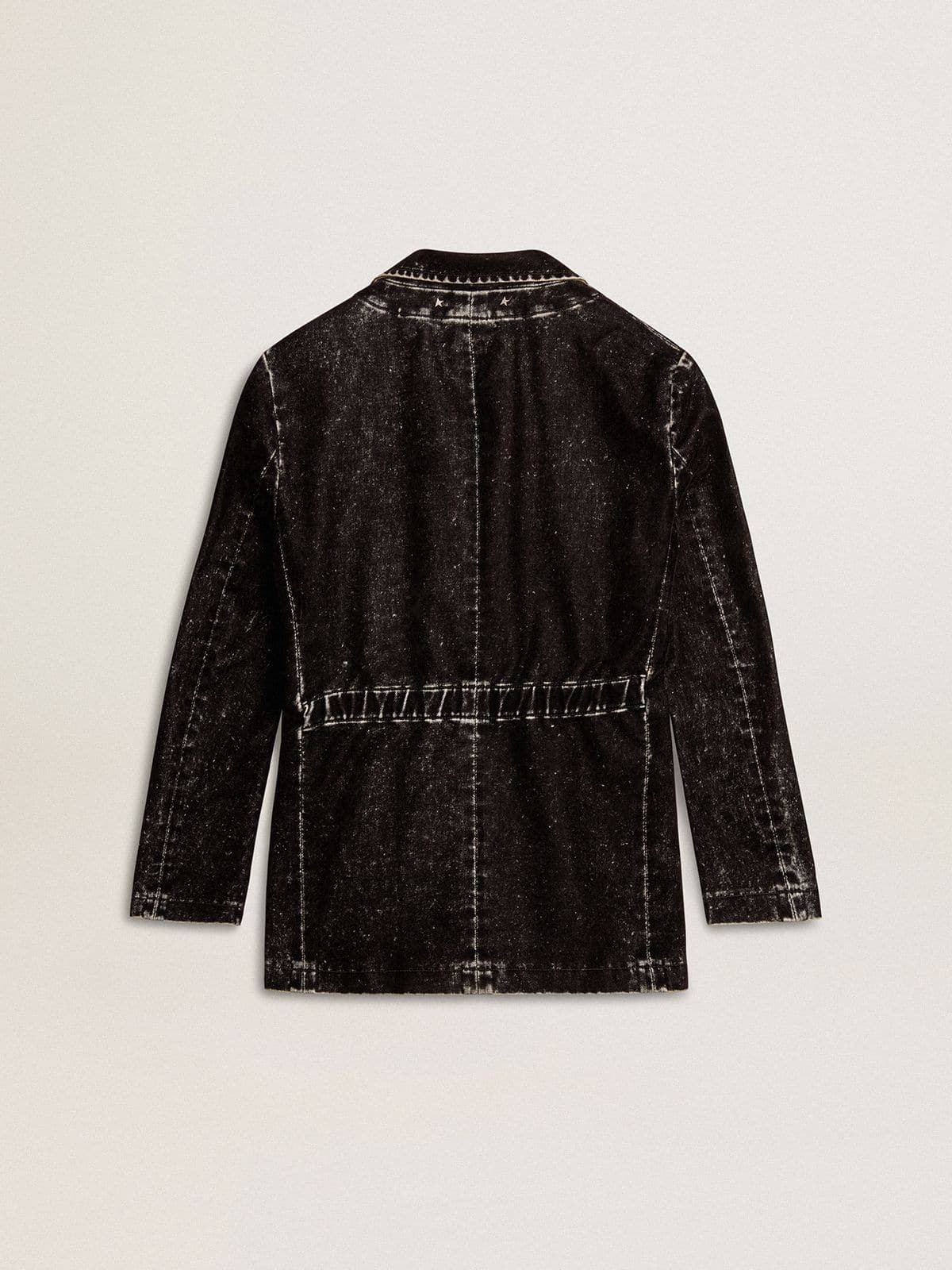 Golden Goose - Chaqueta de mujer de denim negro efecto terciopelo in 