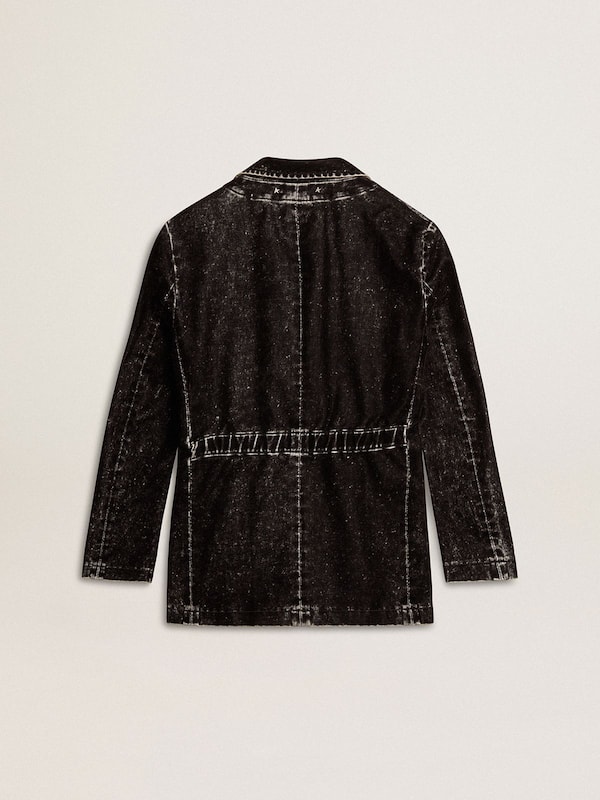 Golden Goose - Women's black denim jacket with a velvet effect in 