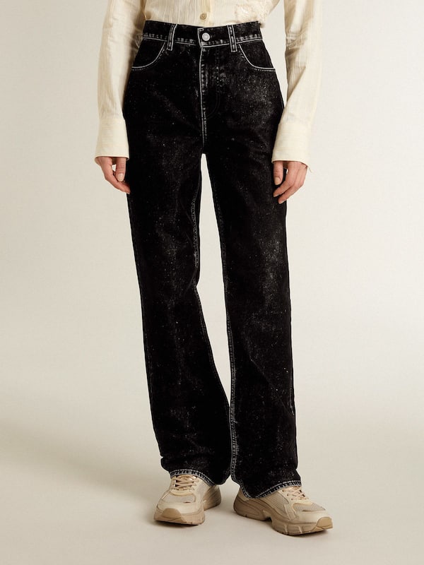 Golden Goose - Women's black jeans with a velvet-like wash effect in 