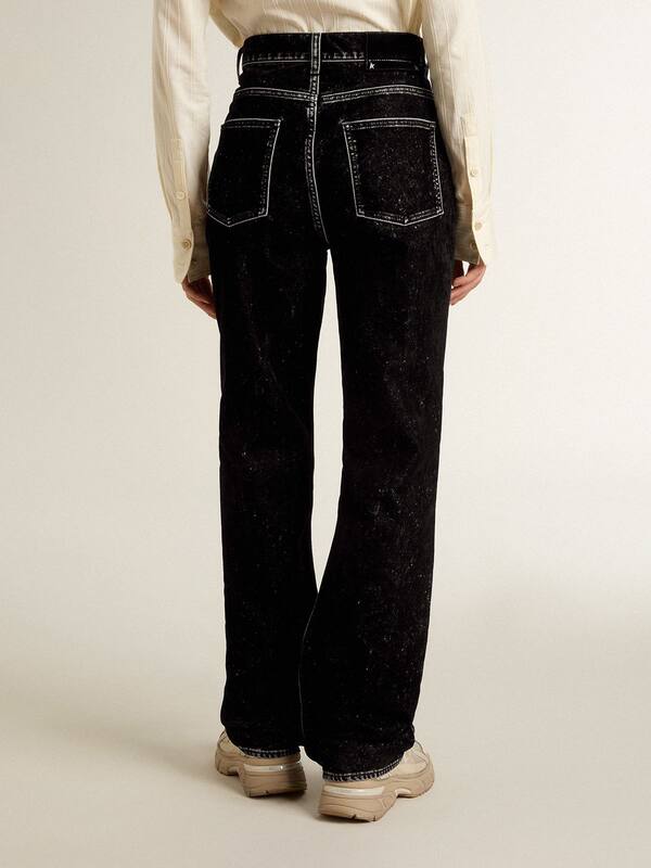 Golden Goose - Women's black jeans with a velvet-like wash effect in 