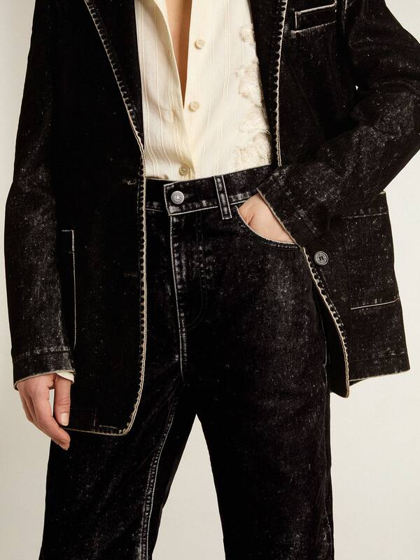 Golden Goose - Women's black jeans with a velvet-like wash effect in 