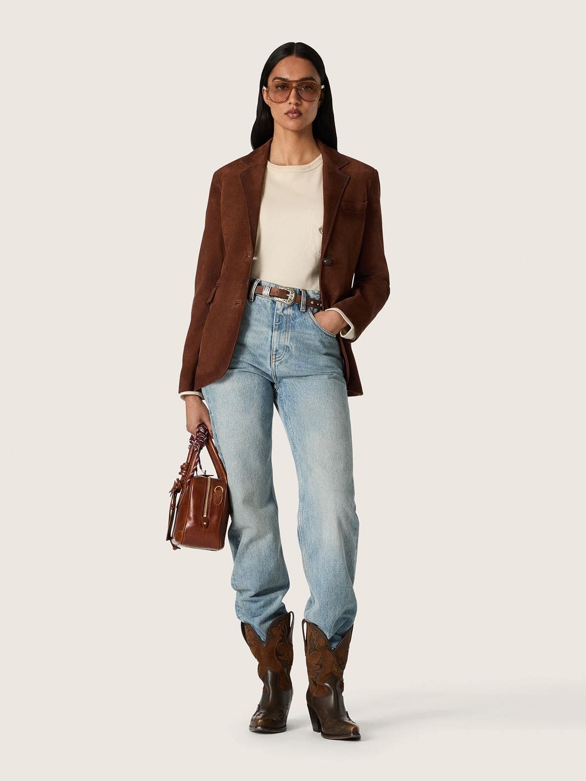 Golden Goose - Vaqueros de mujer en denim celeste in 