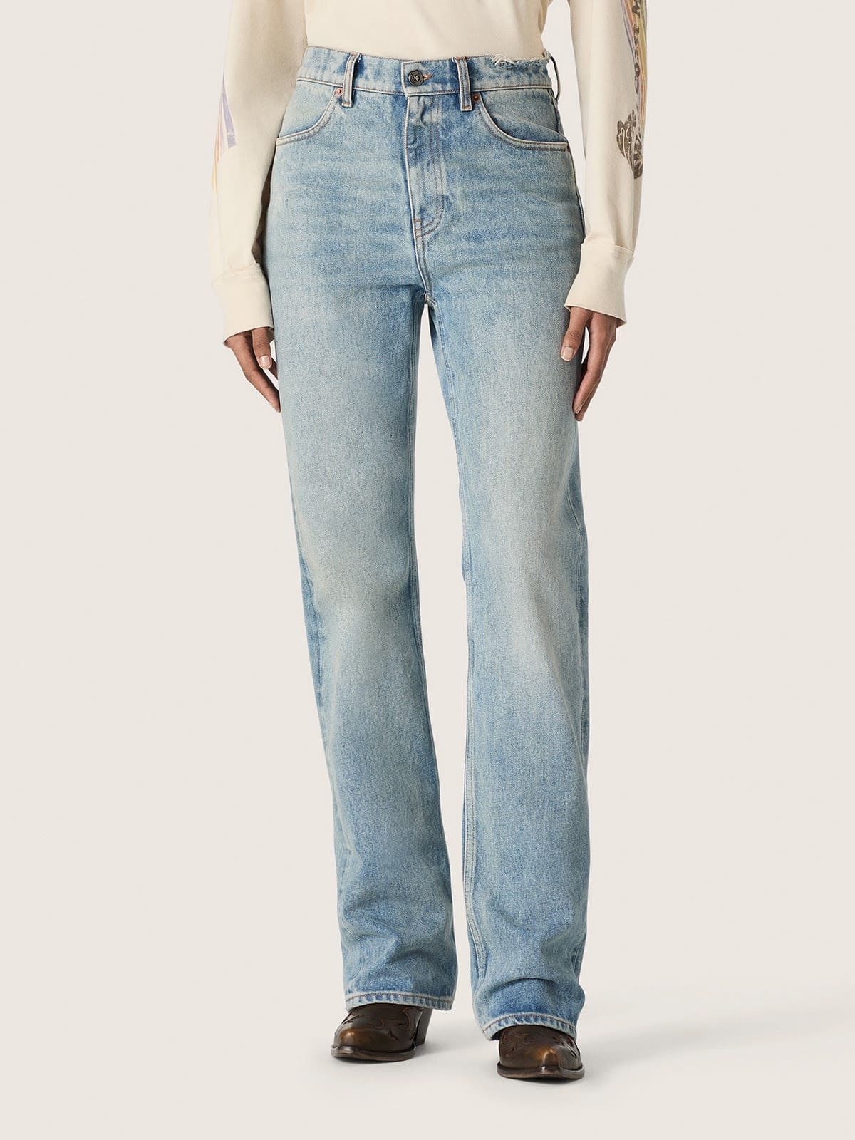 Golden Goose - Vaqueros de mujer en denim celeste in 