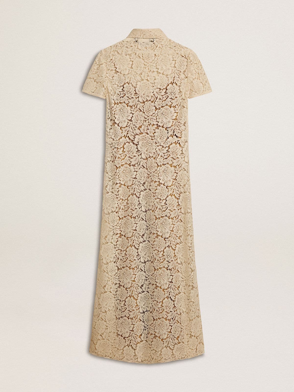 Golden Goose -  Robe midi pour femme en dentelle ajourée couleur crème in 
