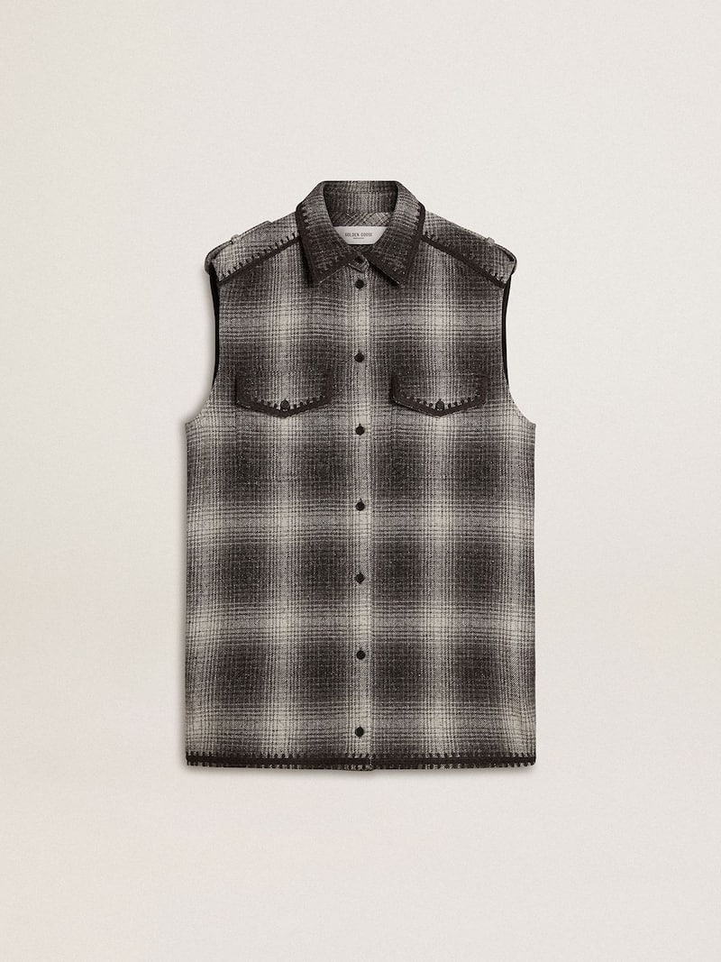 Vestido camisero de mujer en mezcla de lana gris oscuro