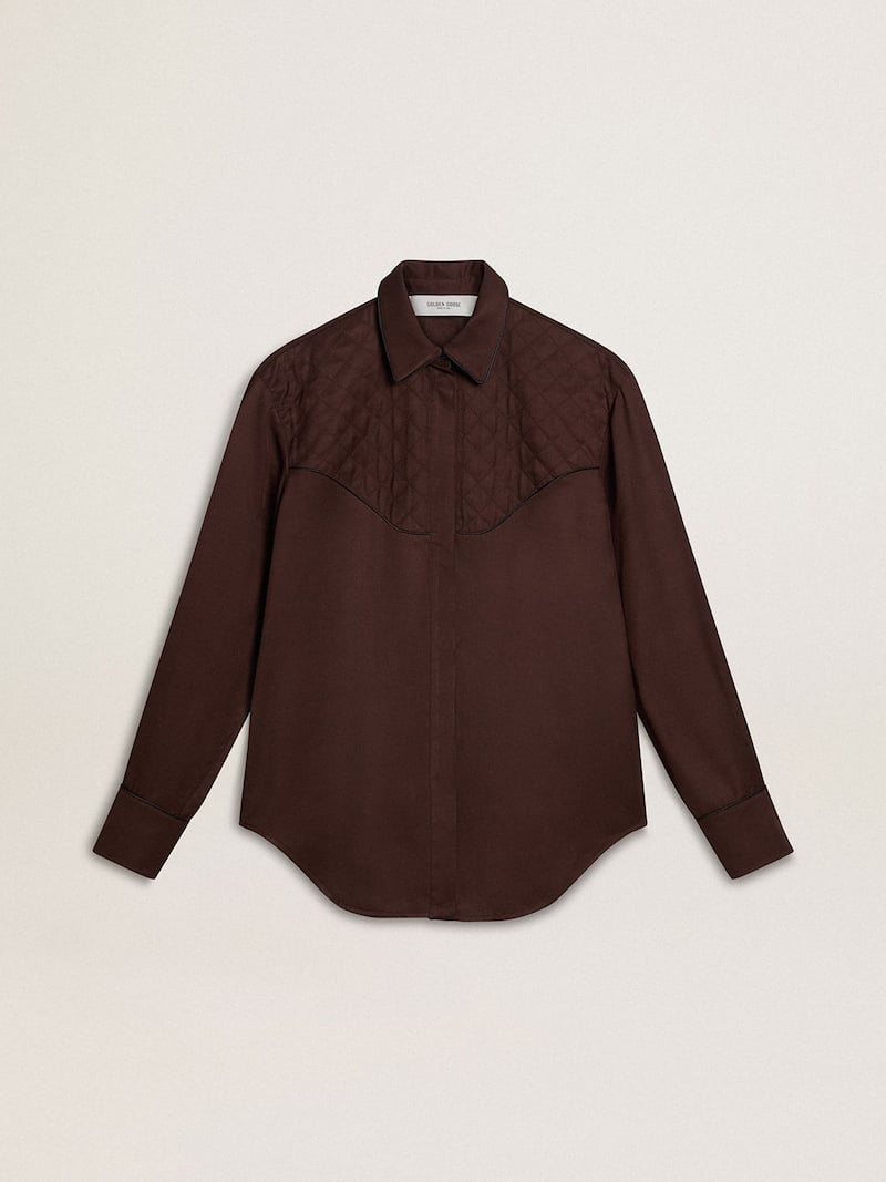 Chemise pour femme marron avec détails matelassés