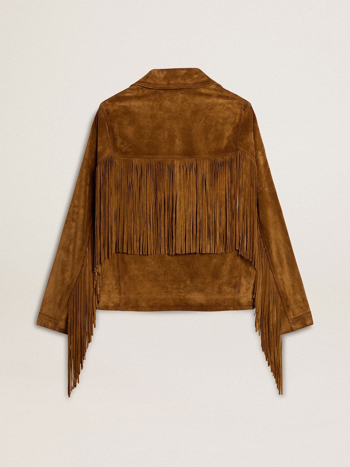 Golden Goose - Chaqueta de mujer de ante color tabaco con flecos in 